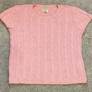 Ralph Lauren Vintage Y2K “Baby Tee” Pink Cable Knit Angora/Cotton Blend Sweater